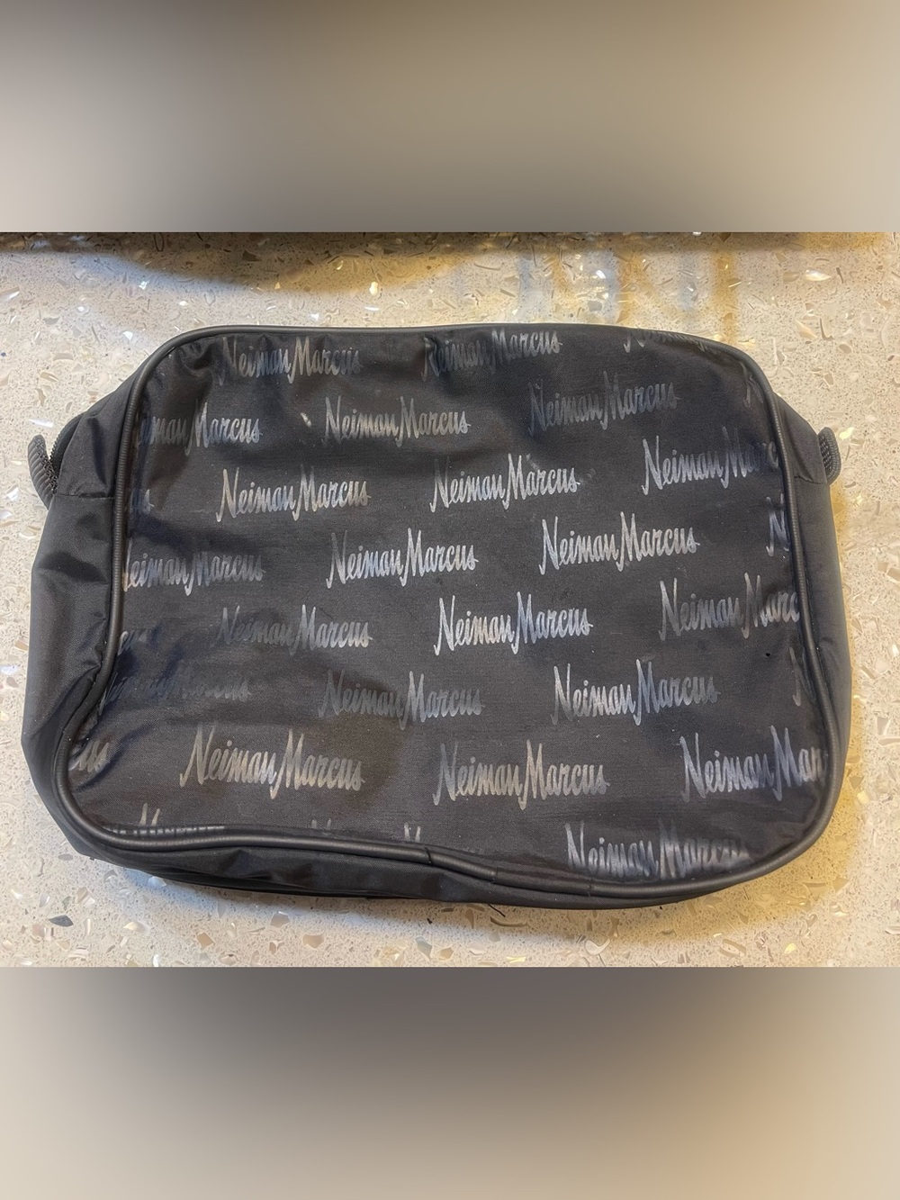 Neiman Marcus Black Logo-Print Toiletry Pouch